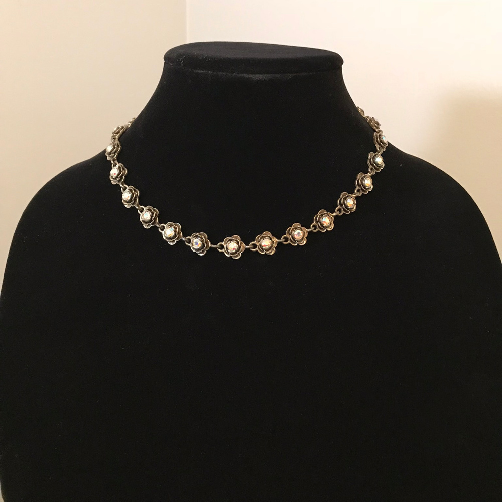 Premier Designs Flower and Rhinestone Necklace